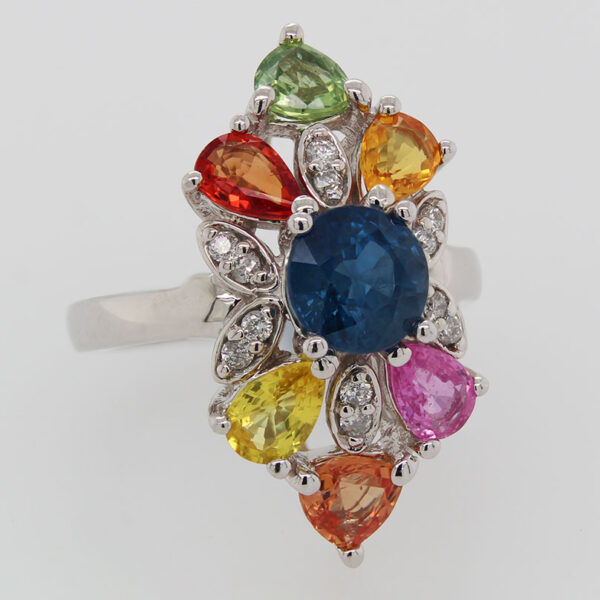 "Rainbow Flower" Sapphire Ring - Image 2