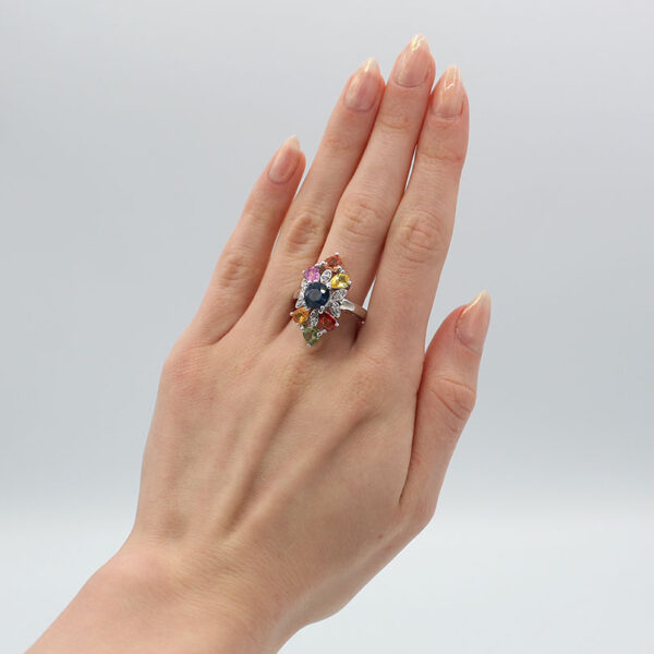 "Rainbow Flower" Sapphire Ring - Image 3