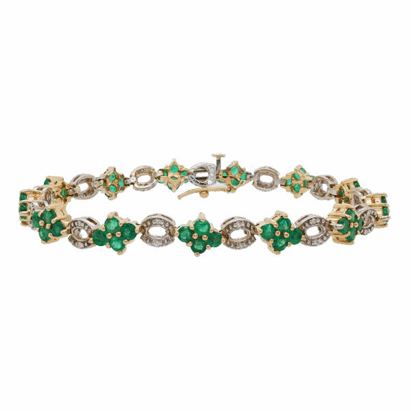 "Four Leaf Clover" Emerald and Diamond Bracelet