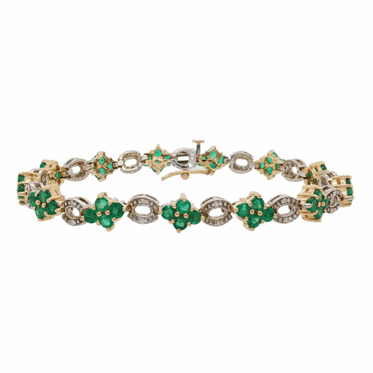 "Four Leaf Clover" Emerald and Diamond Bracelet