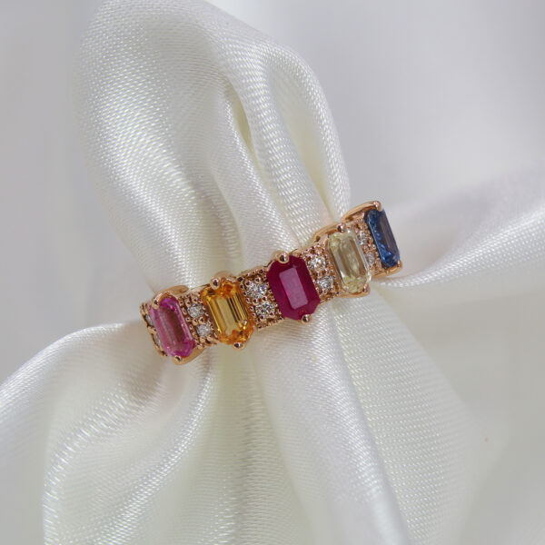 "Color Spectrum" Multicolor Sapphire Band - Image 2