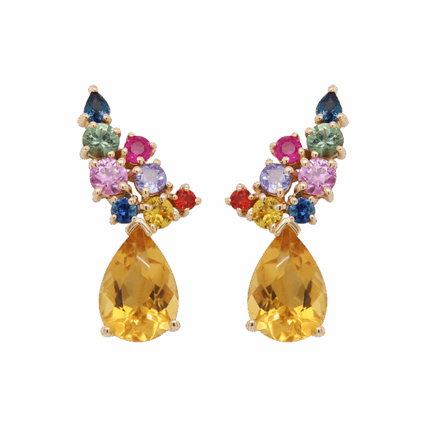 "Orange Drops" Multistone Earrings