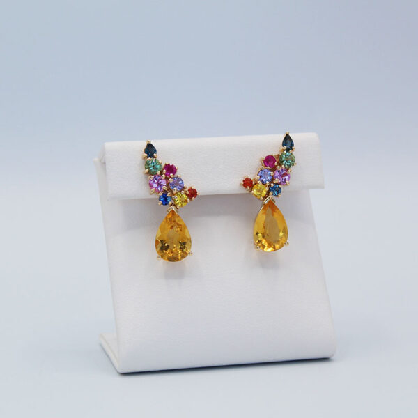 "Orange Drops" Multistone Earrings - Image 3