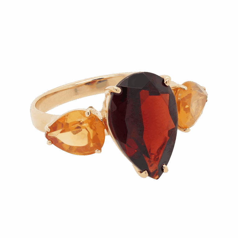"Kansas City Spirit" Garnet and Citrine Ring