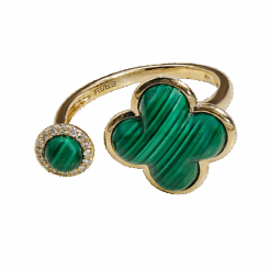 EFFY Malachite Clover Bypass Ring