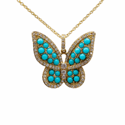 EFFY Turquoise & Diamond Butterfly Pendant
