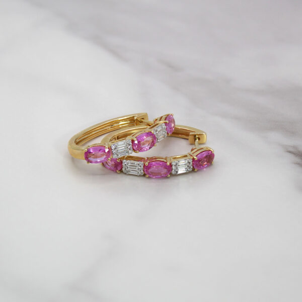EFFY Pink Sapphire Hoop Earrings - Image 2
