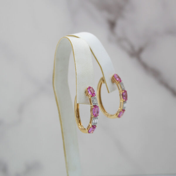 EFFY Pink Sapphire Hoop Earrings - Image 3