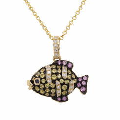 EFFY Yellow and Pink Sapphire Fish Pendant