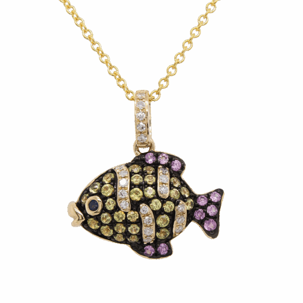 EFFY Yellow and Pink Sapphire Fish Pendant