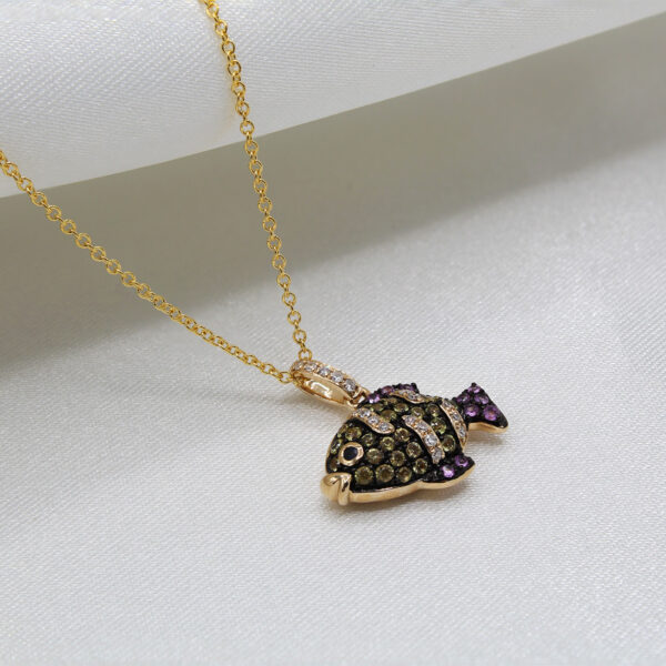 EFFY Yellow and Pink Sapphire Fish Pendant - Image 2