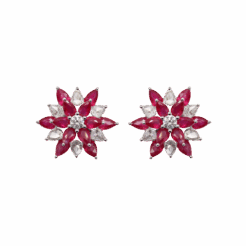 "Poinsettia" Ruby and Diamond Earrings