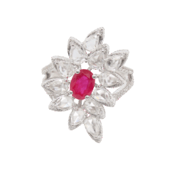 "Poinsettia" Diamond and Ruby Ring