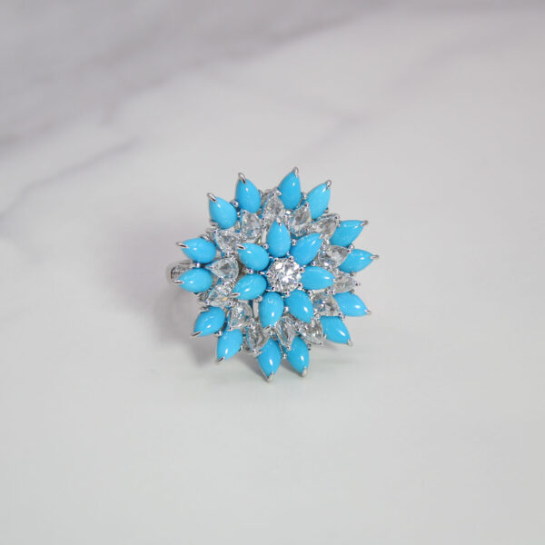 "Blue Star" Turquoise and Diamond Ring - Image 2