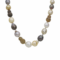 "Daring Diamond" Multicolored South Sea Pearl Necklace