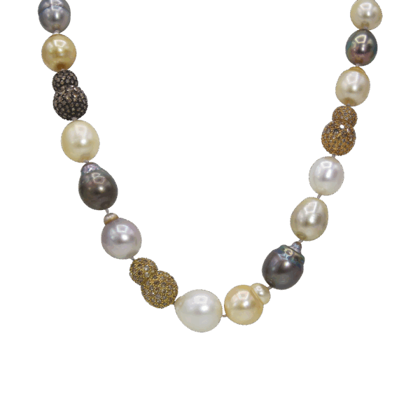 "Daring Diamond" Multicolored South Sea Pearl Necklace