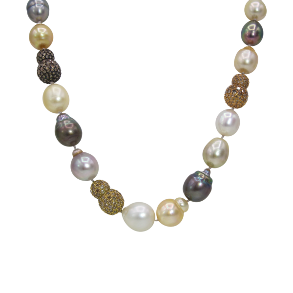 "Daring Diamond" Multicolored South Sea Pearl Necklace