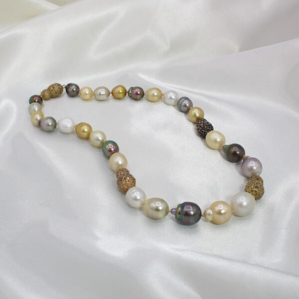 "Daring Diamond" Multicolored South Sea Pearl Necklace - Image 2