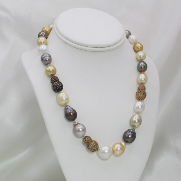 "Daring Diamond" Multicolored South Sea Pearl Necklace - Image 3