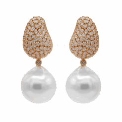 "Elegance" South Sea Pearl and Diamond Earrings