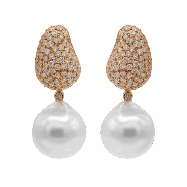 "Elegance" South Sea Pearl and Diamond Earrings