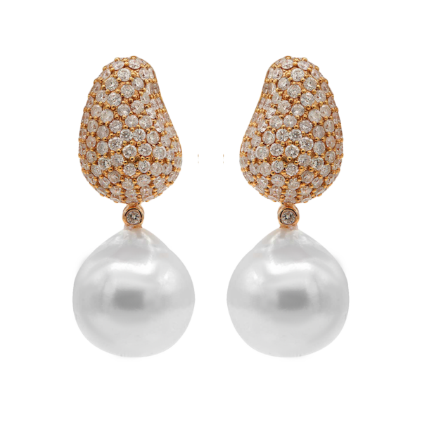 "Elegance" South Sea Pearl and Diamond Earrings