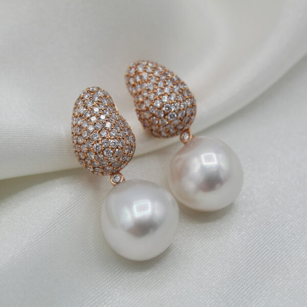 "Elegance" South Sea Pearl and Diamond Earrings - Image 2