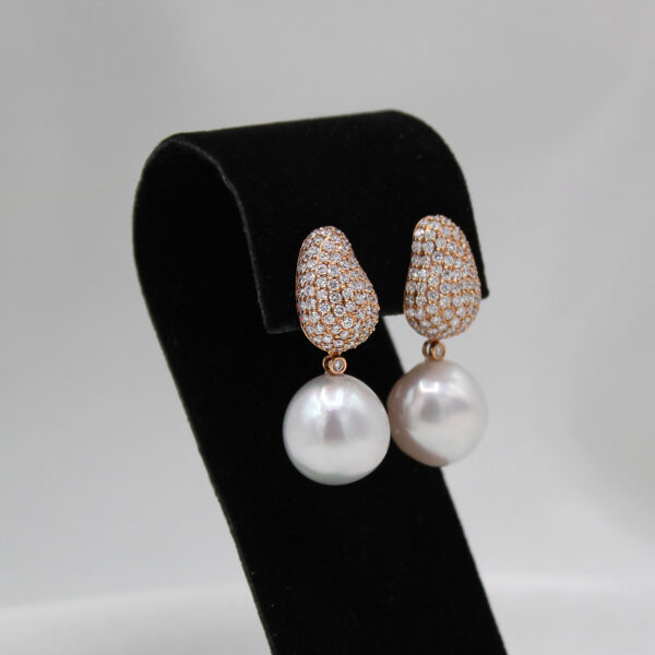 "Elegance" South Sea Pearl and Diamond Earrings - Image 3