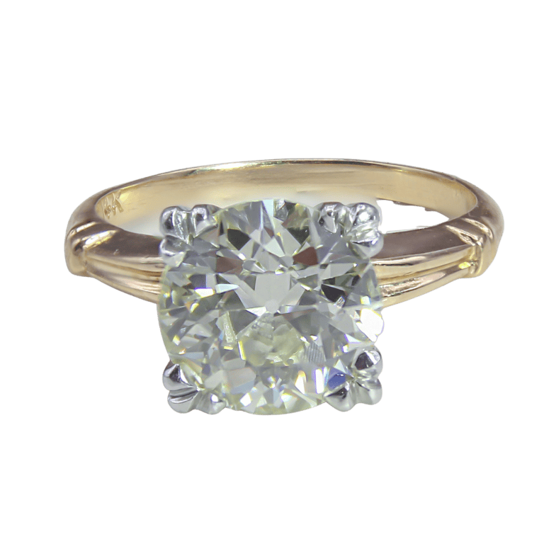 GIA Certified European Brilliant Diamond Solitaire Ring in Yellow Gold