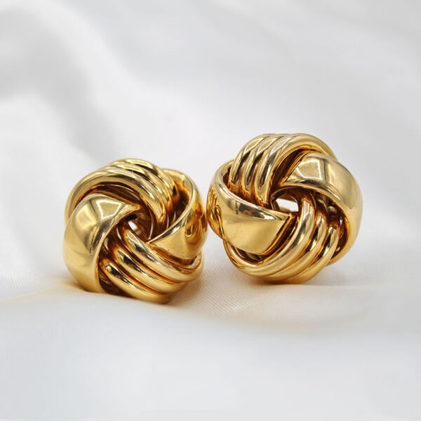 "Golden Knots" Vintage 18kt Gold Earrings - Image 2
