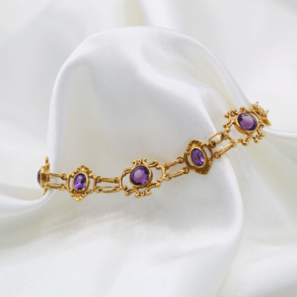 "Bellflower Blossoms" Vintage Amethyst Bracelet - Image 2