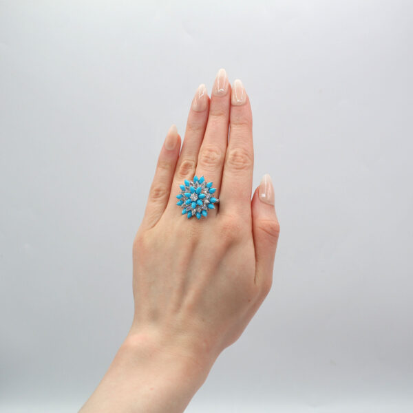 "Blue Star" Turquoise and Diamond Ring - Image 3