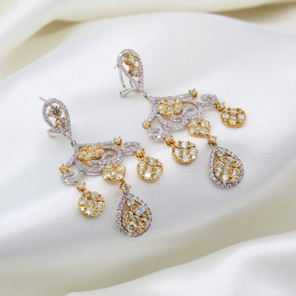"Chandelier Glow" Yellow Diamond Earrings - Image 2