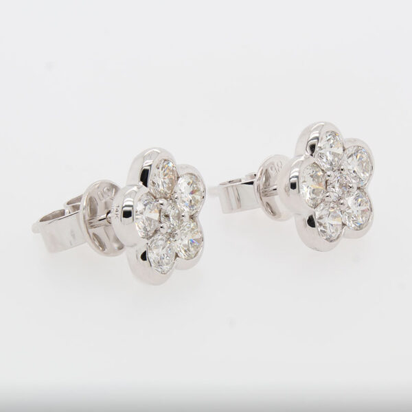 "Fancy Florals" Diamond Stud Earrings - Image 2