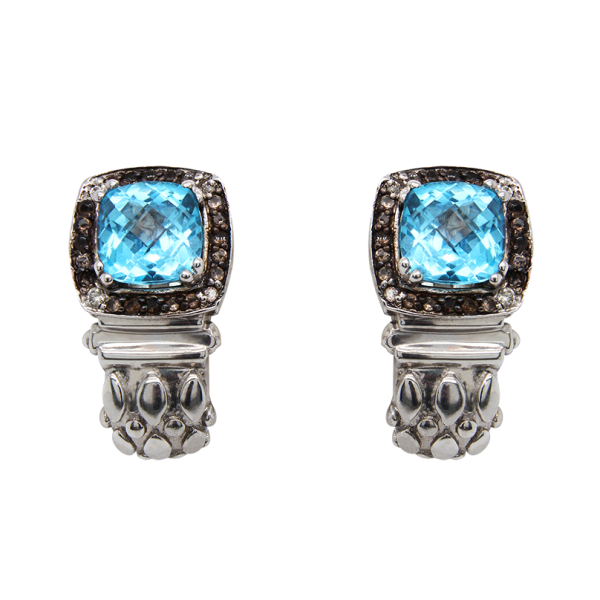 silver blue topaz earrings