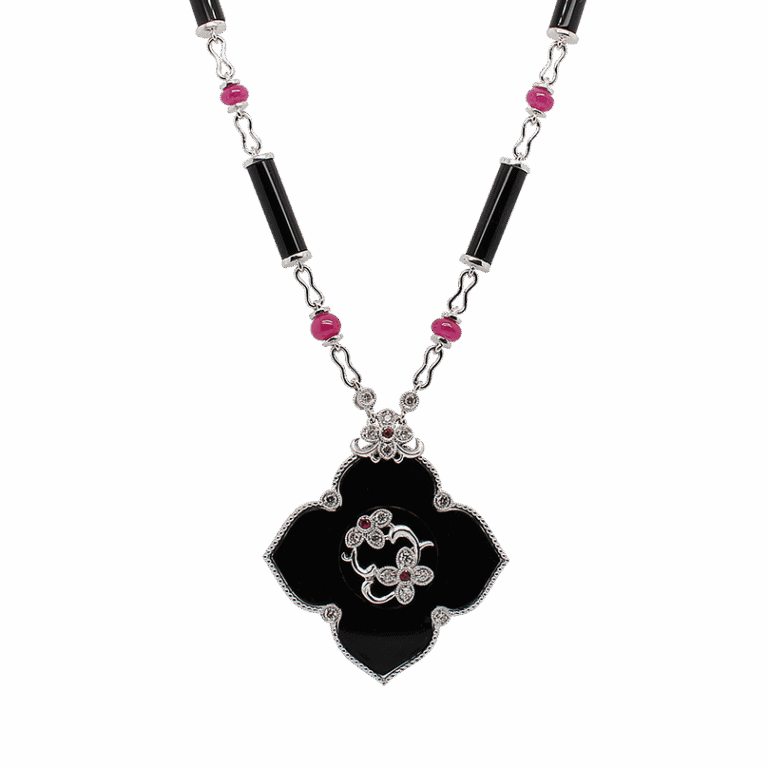 DABAKAROV Black Agate and Ruby Necklace