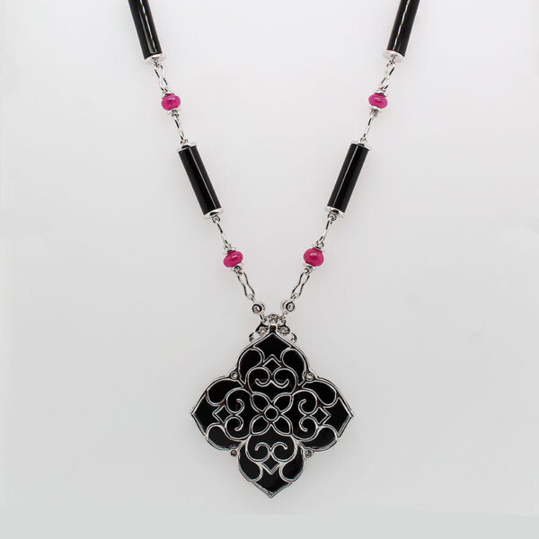DABAKAROV Black Agate and Ruby Necklace - Image 2