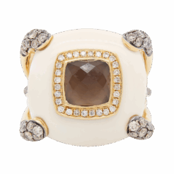DABAKAROV White Agate and Smoky Topaz Ring