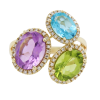 DABAKAROV Peridot, Blue Topaz, and Amethyst Ring