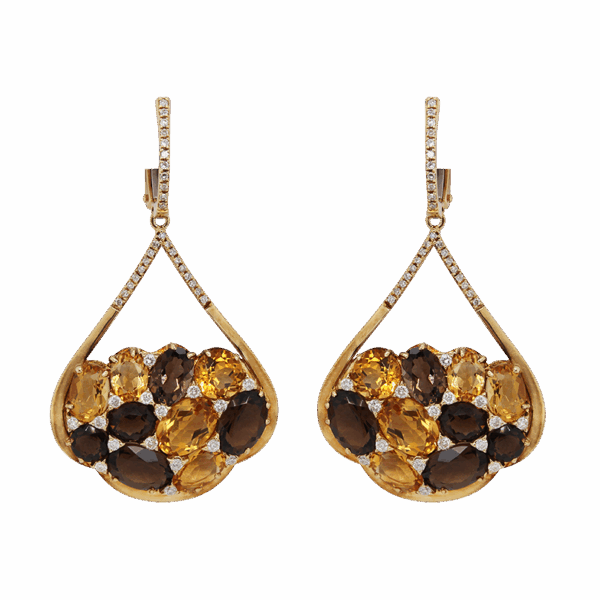 DABKAROV Citrine and Smoky Topaz Earrings