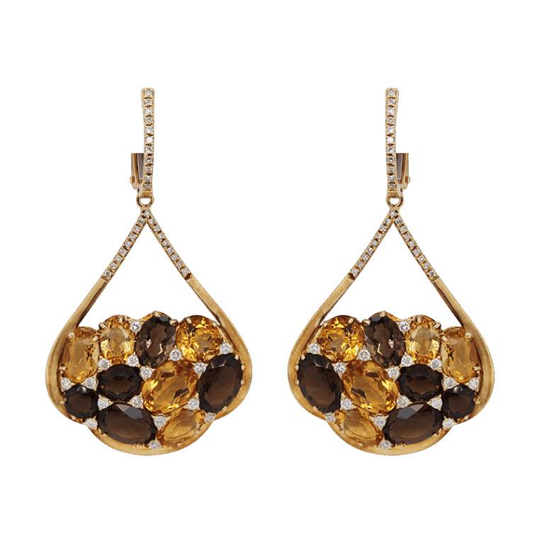 DABKAROV Citrine and Smoky Topaz Earrings