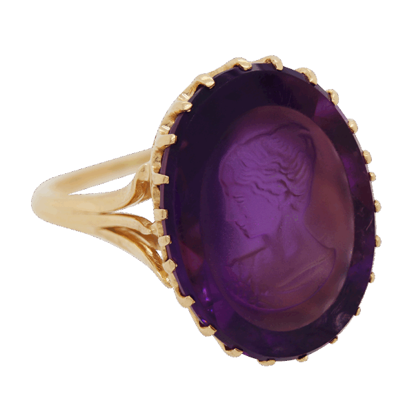 "Lovely Lady" Antique Amethyst Intaglio Ring