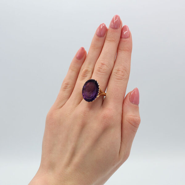 "Lovely Lady" Antique Amethyst Intaglio Ring - Image 3