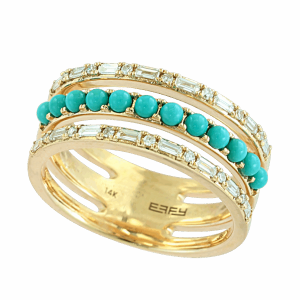 EFFY Turquoise and Diamond Stacked Band