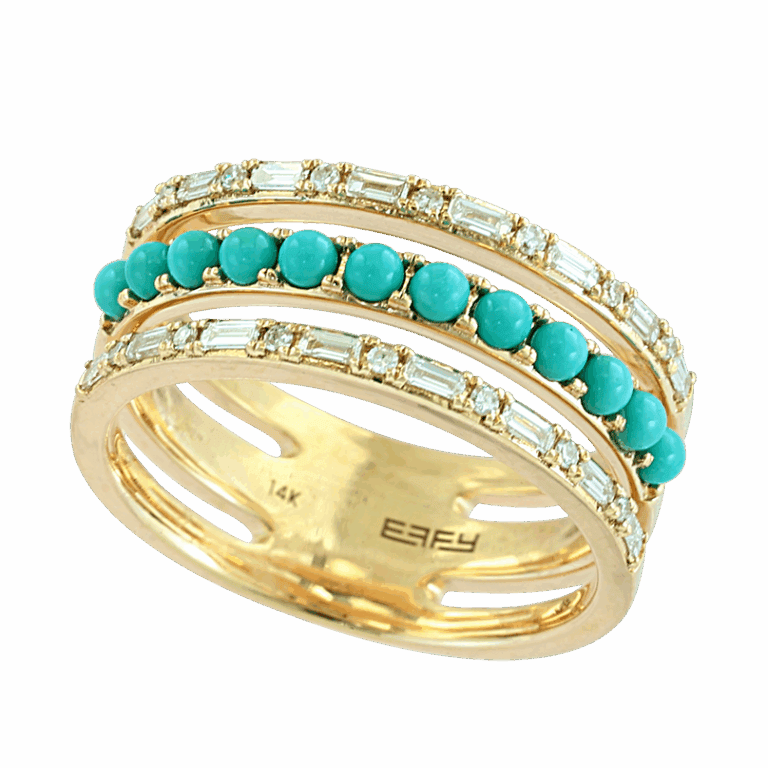 EFFY Turquoise and Diamond Stacked Band