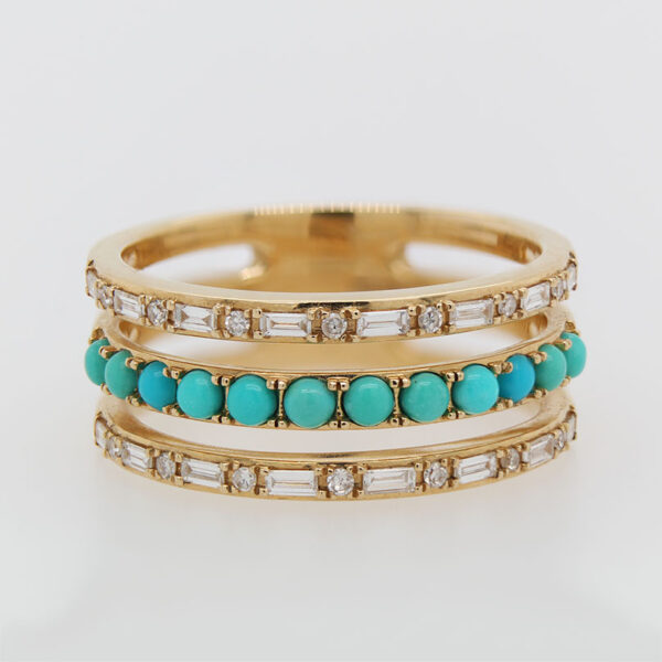 EFFY Turquoise and Diamond Stacked Band - Image 2