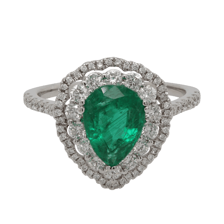 "Lush Pear" Emerald Ring