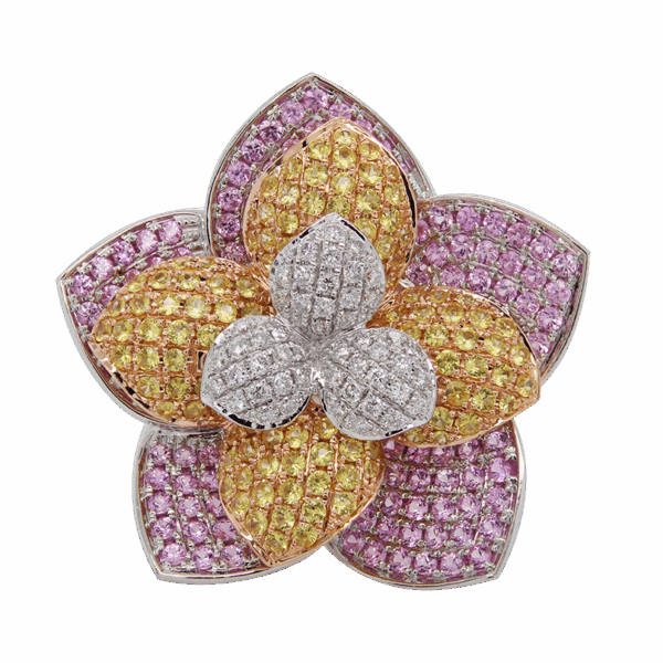 "Pink Lemonade" Pink and Yellow Sapphire Ring