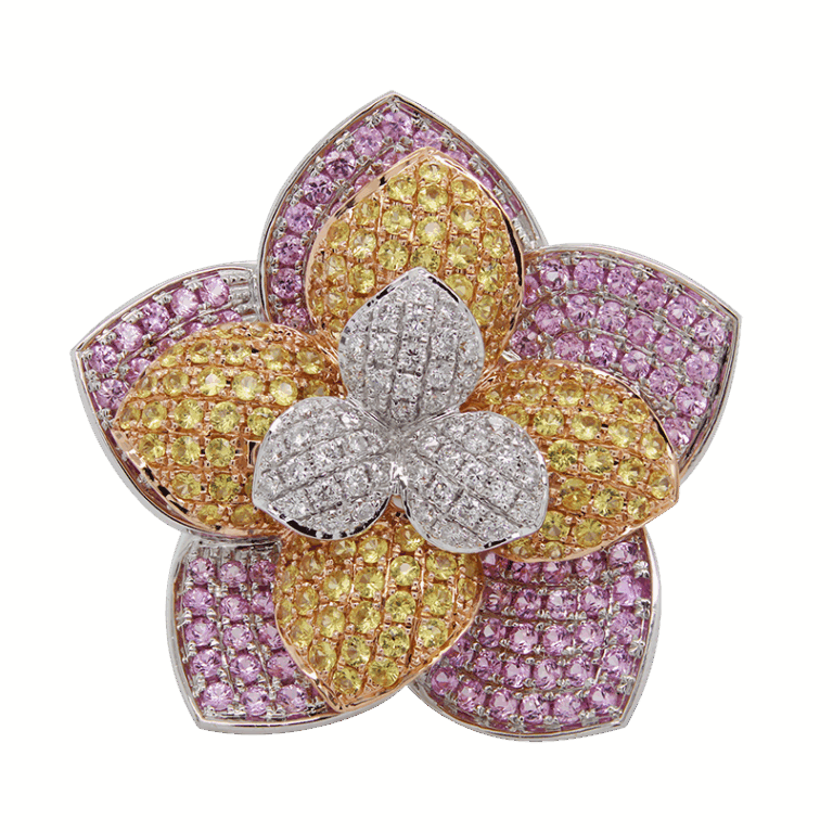 "Pink Lemonade" Pink and Yellow Sapphire Ring