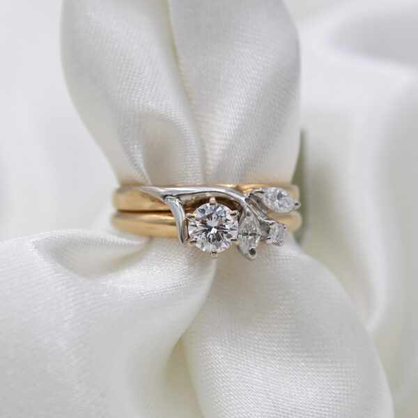 "Floral Branches" Estate Diamond Wedding Set - Image 2